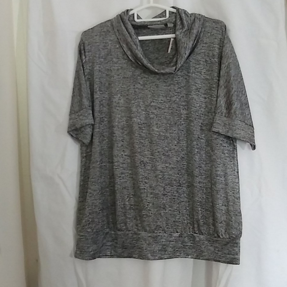 Avenue Plus size Woman's gray cowl neck knit top